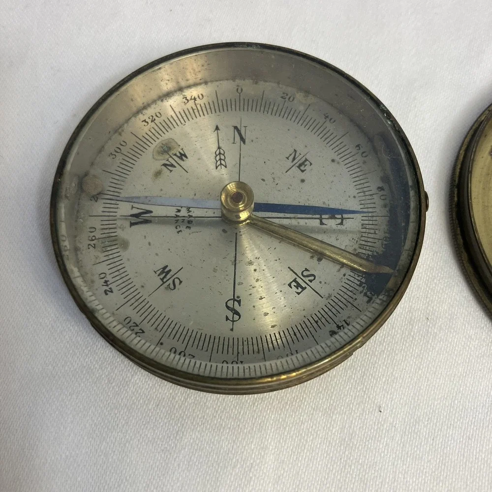 Vintage Brass Pocket Compass Made in France Locking